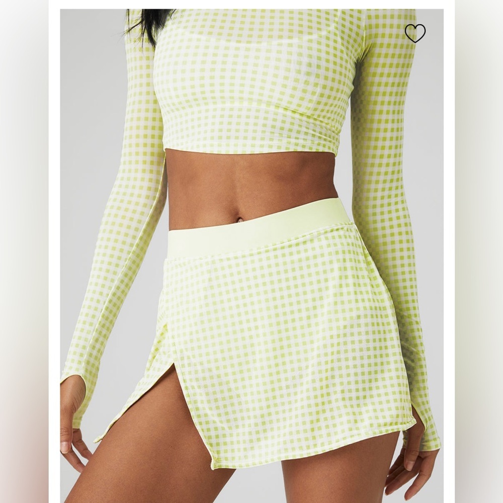 ALO Yoga Lime Checkered Skirt